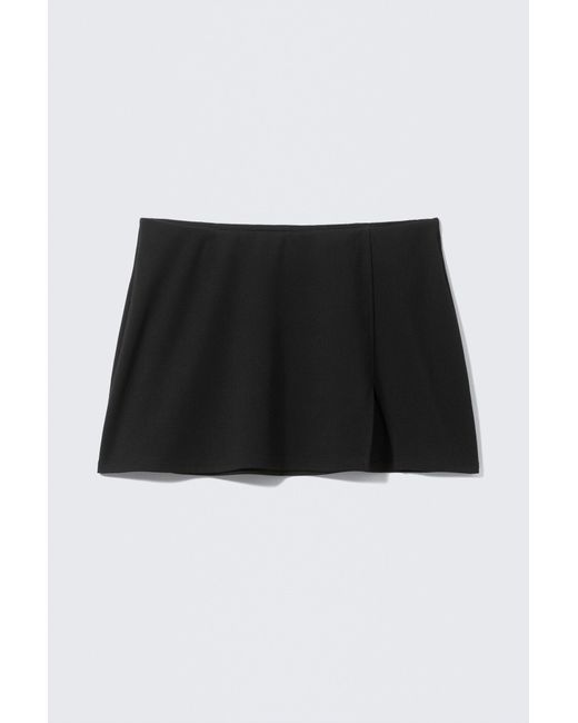Monki Black Mini Slit Skirt