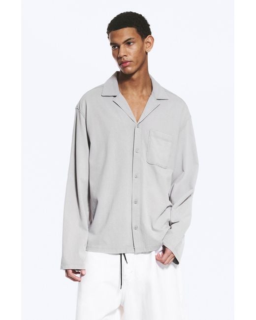 Weekday White Cotton Lounge Shirt for men