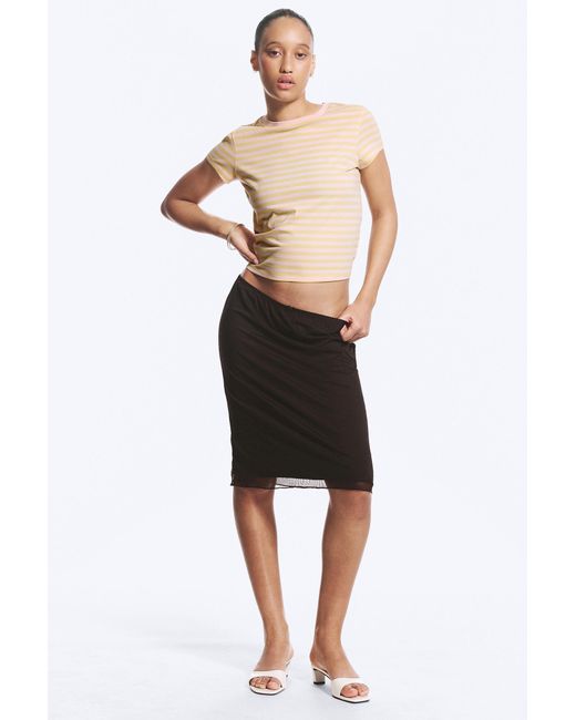 Monki Black Layered Mesh Midi Skirt