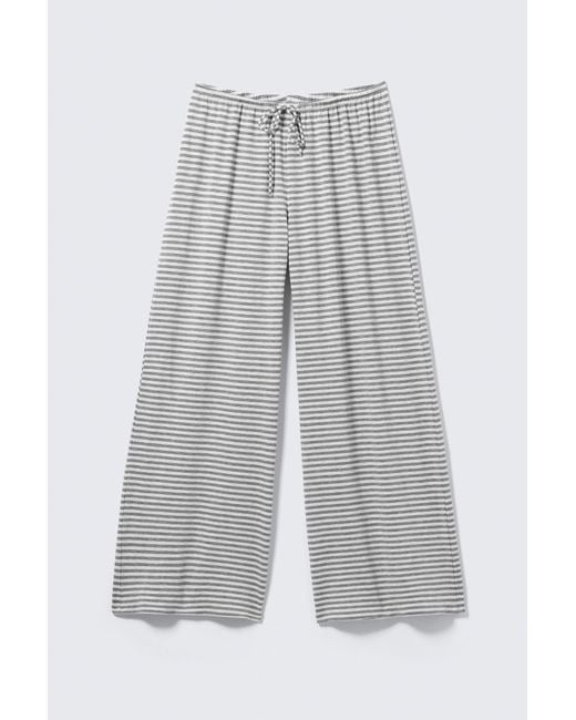 Weekday White Mid Rise Loose Wide Leg Lyocell Trousers