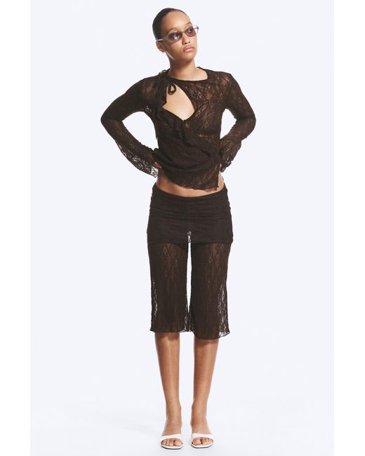 Monki Black Lace Capri Pants