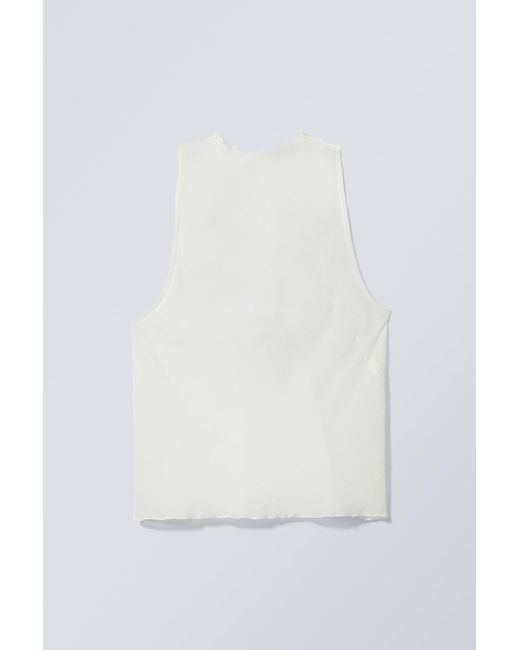 Weekday White Sleeveless Fitted Strap Top