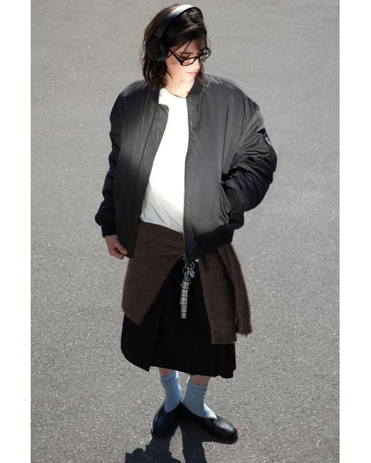 Weekday Gray Oversized Twill Bomber Jacket