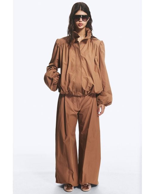 Monki Brown Oversized Funnel‑Neck Track Jacket