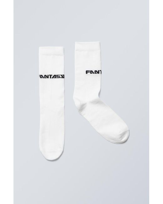 Weekday White Socken Aus Baumwolle Mit Print