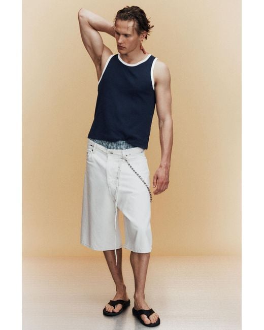 Weekday Blue Contrast Trim Cotton Tank Top for men