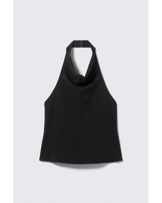 Weekday Black Draped Halter Cowl-Neck Top
