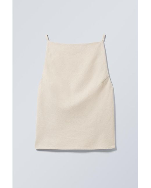 Weekday Natural Suiting Linen Blend Open Back Top