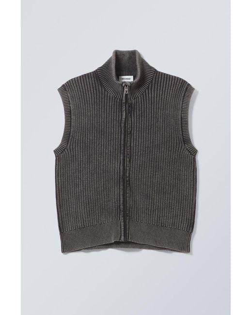 Weekday Black Marwin Zipped Vest for men