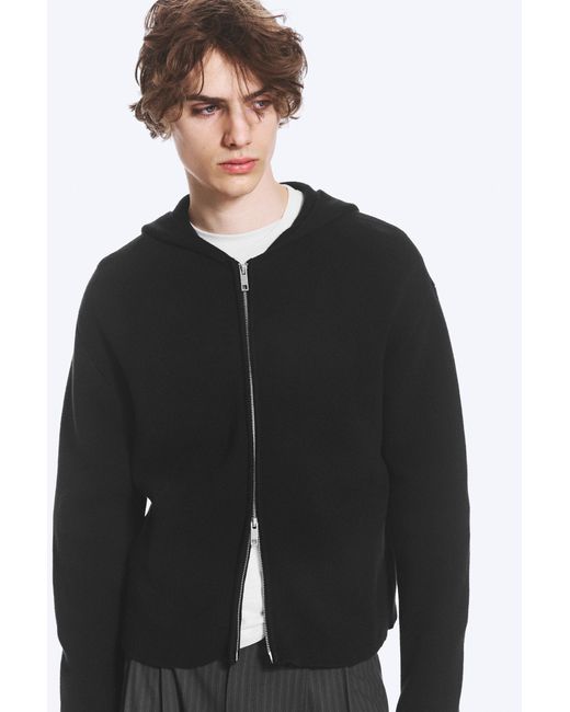 Weekday Black Knitted Zip-Through Hoodie for men
