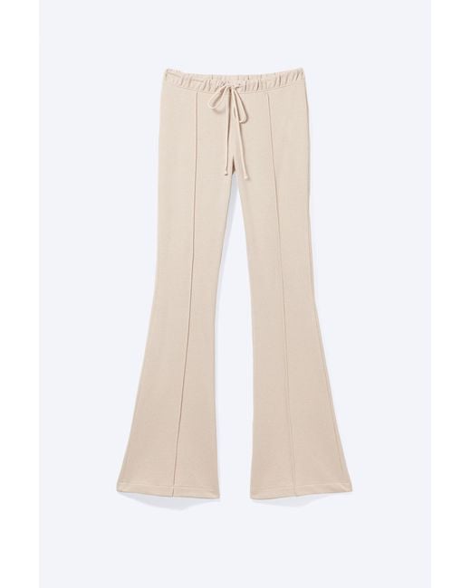 Monki Natural Mid Rise Pintuck Flared Sweatpants