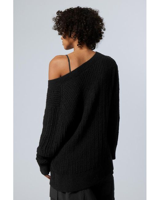 Weekday Black Farila Oversized Distressed Sweater