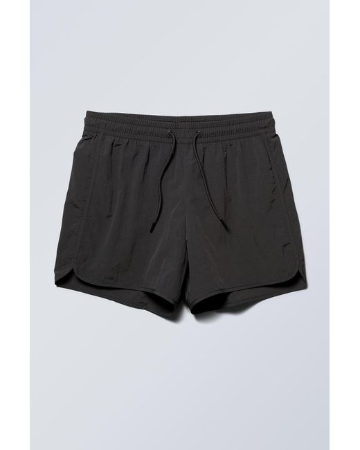 Weekday Black Tan Structure Swim Shorts for men