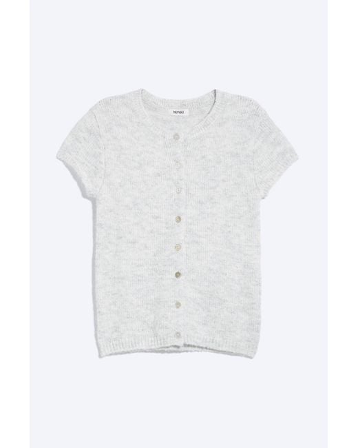 Monki White Knitted Short-Sleeved Cardigan