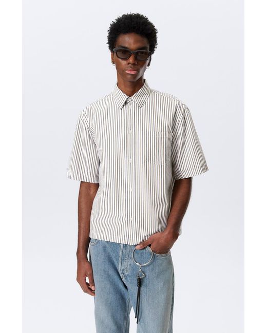 Weekday White Relaxed Fit Short-Sleeved Cotton Shirt
