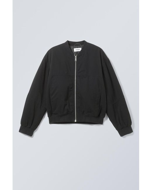 Weekday Black Relaxed Cotton Bomber Jacket for men