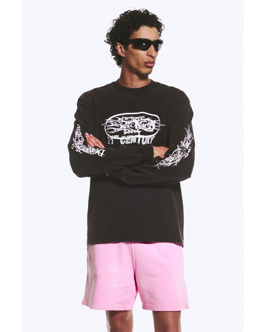 Weekday Black Relaxed Graphic Long-Sleeved T-Shirt for men