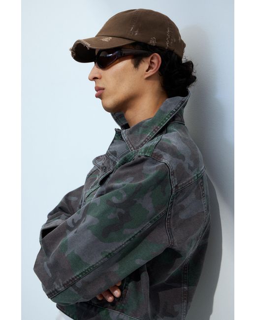 Weekday Gray Distressed Cotton Canvas Baseball Cap