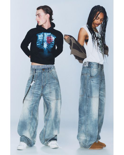 Cheap Monday Blue Dunno Low Rise Loose Barrel Leg Jeans