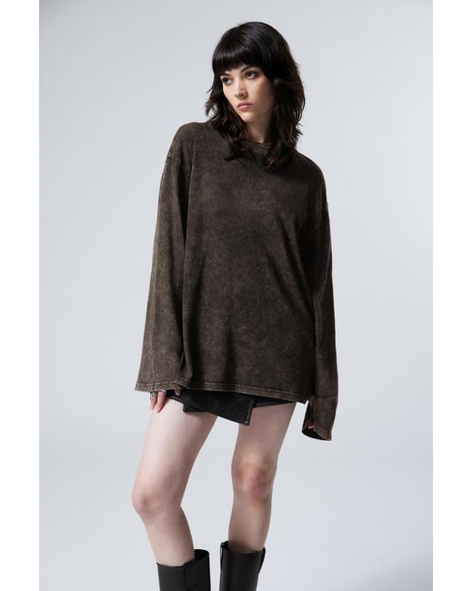 Weekday Brown Soft Oversized Long Sleeve Top