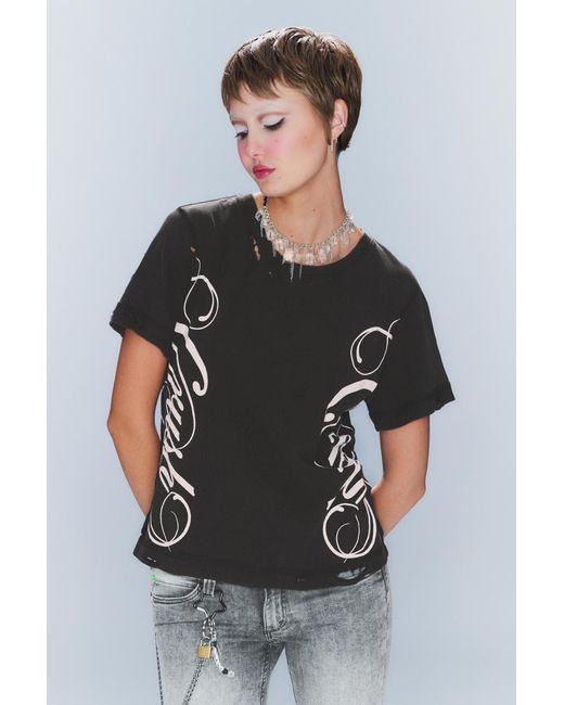 Cheap Monday Distressed Logo Graphic Tee in Black Lyst UK