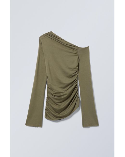 Weekday Green Drape Asymmetric Lyocell Top