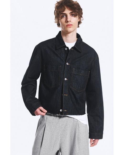 Weekday Black Cropped Denim Shacket for men