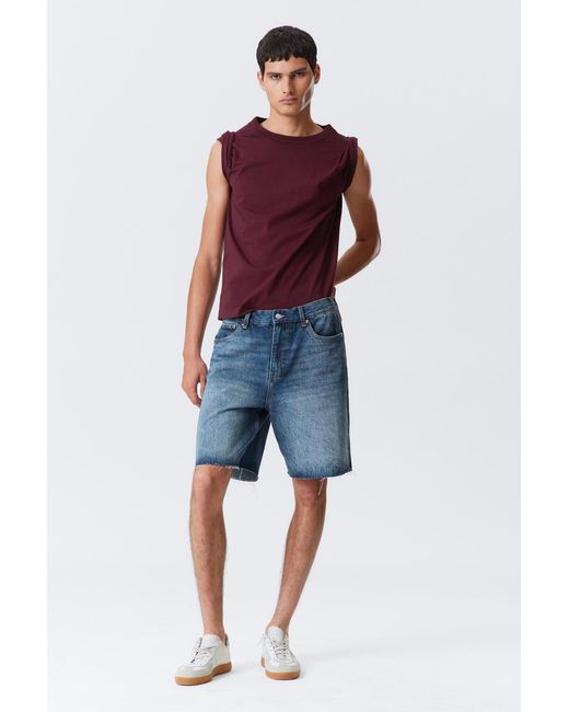 Weekday Blue Galaxy Denim Shorts for men
