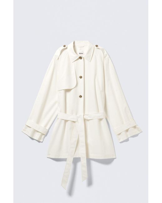 Monki White Rosabel Loose Single-Breasted Trench Coat