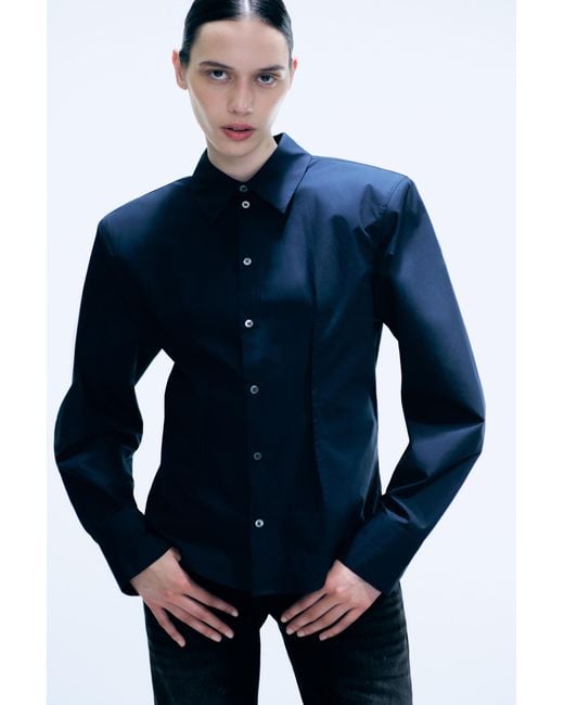 Weekday Blue Waisted Cotton Shirt