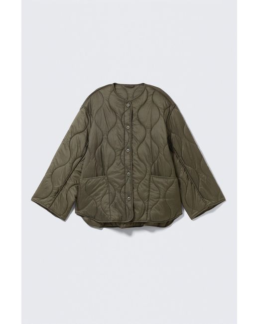 Weekday Green Oversized Quilted Liner Jacket