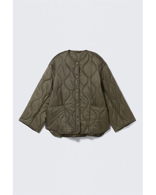 Weekday Green Oversized Quilted Liner Jacket