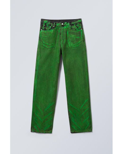 Weekday Green Galaxy Loose Coated Jeans for men