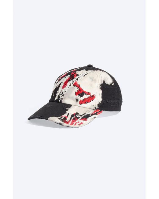 Weekday Black Distressed Embroidered Baseball Cap for men