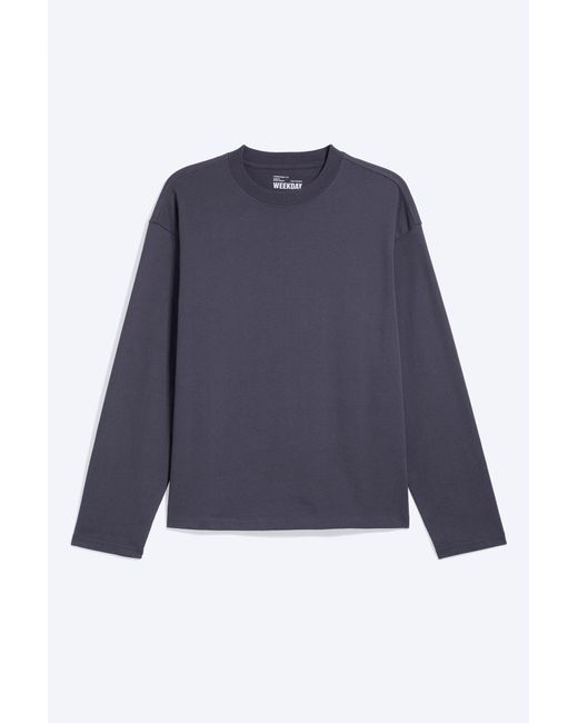 Weekday Blue Loose Boxy Long-Sleeved T-Shirt for men