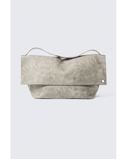 Weekday Gray Large Faux Leather Clutch Bag