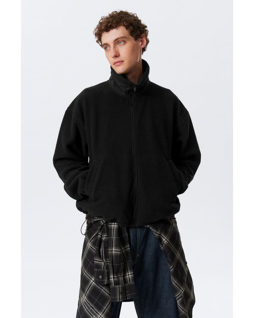 Weekday Black Loose Fit Zip Fleece Jacket for men