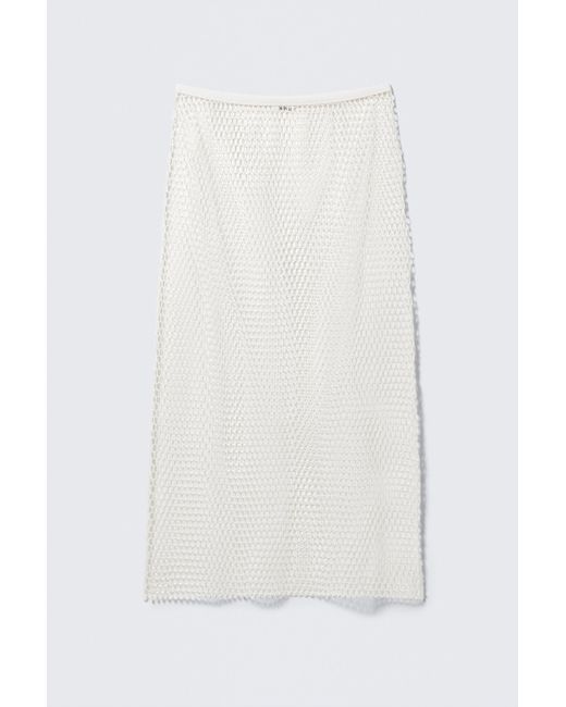 Monki White Mesh Midi Skirt