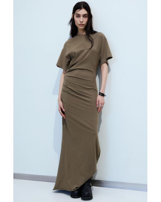 Weekday Multicolor Gathered Short-Sleeved Maxi Dress