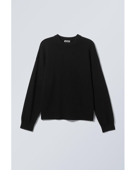 Weekday Black Knitted Oversized Boxy Cotton Sweater for men