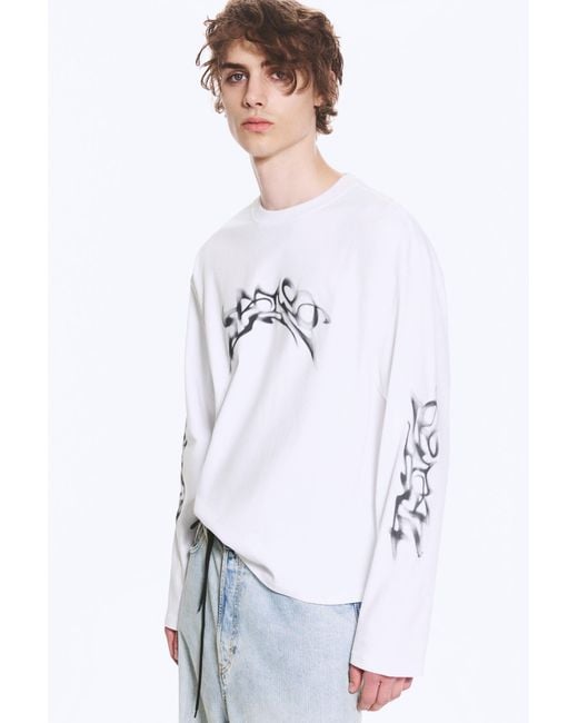 Weekday White Great Boxy Graphic Long Sleeve T-Shirt for men
