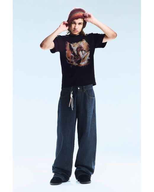 Cheap Monday Blue Looser Regular Waist Loose Straight Jeans for men