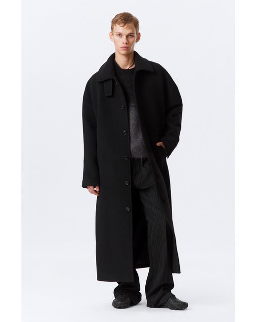 Weekday Black Long Oversized Wool-Blend Coat for men
