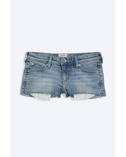Monki White Slim Low Rise Denim Hotpants