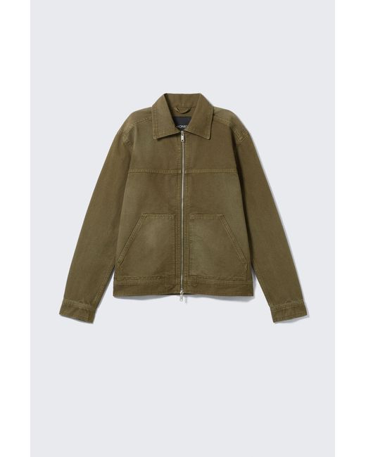 Monki Green Two-Way Zip Oxford Jacket