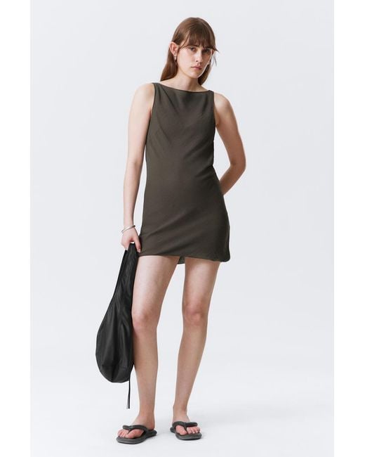 Weekday Gray Zartes Ärmelloses Minikleid Mit U-Boot-Ausschnitt