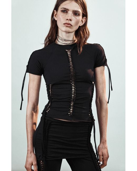 Weekday Black Slim Fit Knot Tee