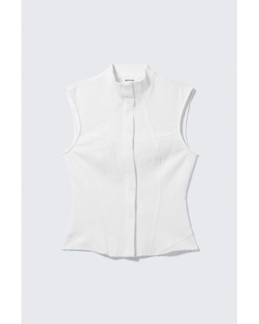 Weekday White Sleeveless Structured Twill Top