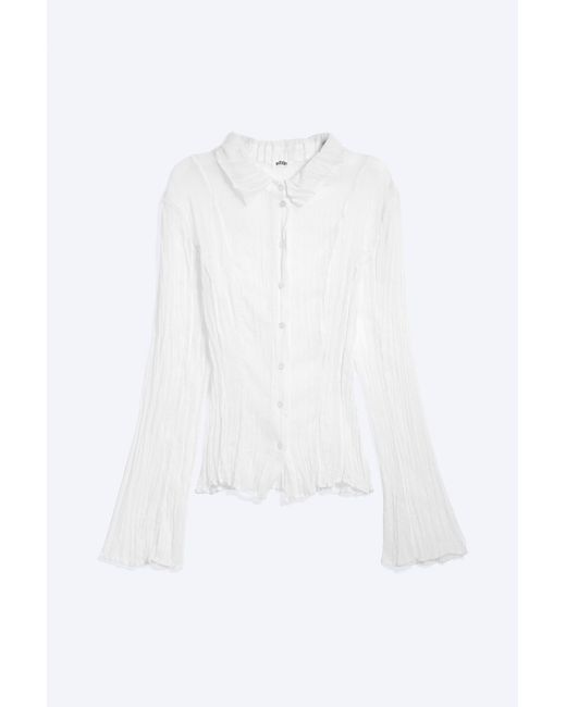 Weekday White Sheer A-Line Long-Sleevd Shirt