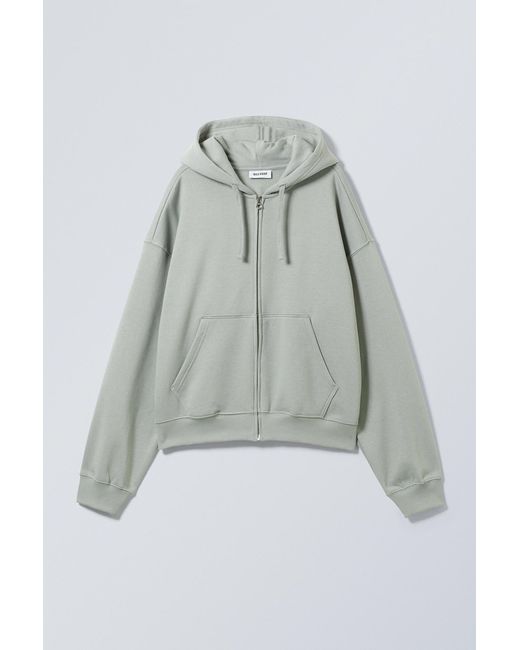 Weekday Gray Boxy Midweight Zip Hoodie for men